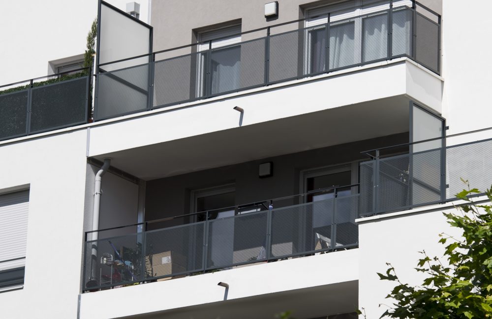 Projet immobilier neuf Le Contemporain vue zoom balcons