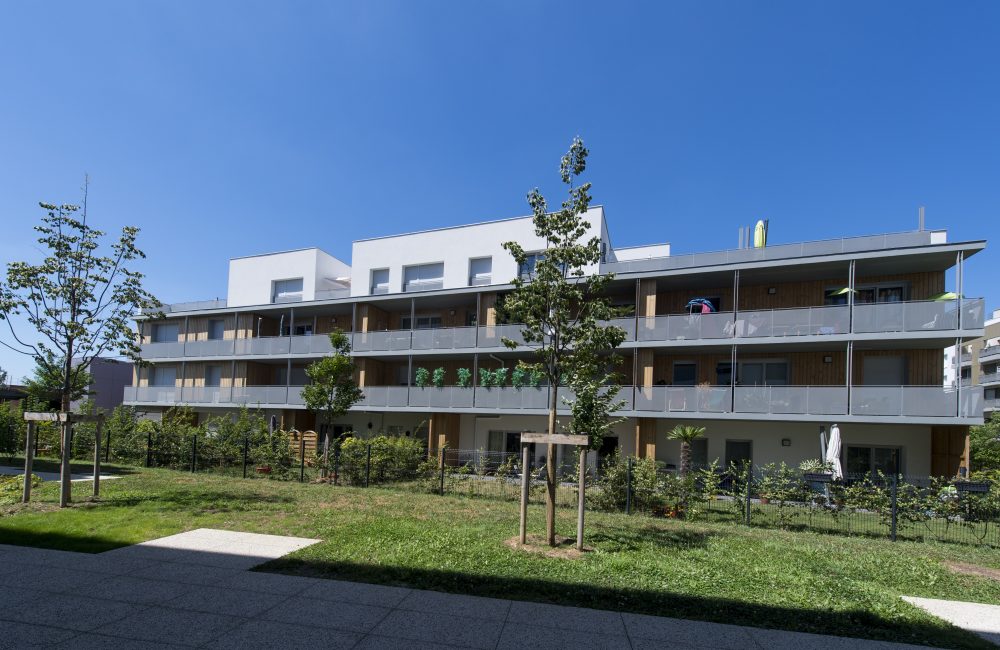 Projet immobilier neuf Green’Attitude vue balcons jardins