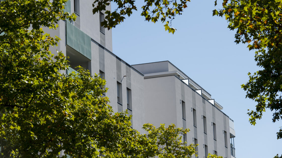 Projet immobilier neuf Diagonale : Aire 8 façade arbres